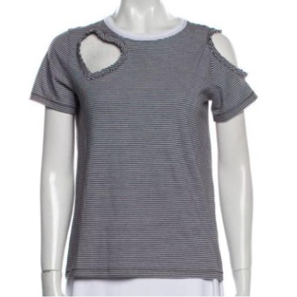 NWT CURRENT/ELLIOTT striped heart cutout tee szL - Picture 10 of 12